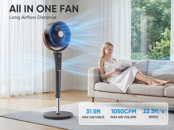 Bedroom Pedestal Fan, Quiet 20dB DC Air Circulator, 15 Speeds 5 Modes, 120° Oscillation, 12H Timer, 1050CFM Airflow, 37-45" Adjustable Height, LED Light, Standing Fan with Remote Bedroom Pedestal Fan, Quiet 20dB DC Air Circulator, 15 Speeds 5 Modes, 120° Oscillation, 12H Timer, 1050CFM Airflow, 37-45" Adjustable Height, LED Light, Standing Fan with Remote