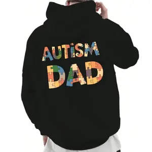 Autism Dad Hoodie – Supportive Puzzle Pattern Hoodie for Fathers, Autism Awareness Gift for Dads, Unisex Streetwear, Meaningful Family Support Apparel