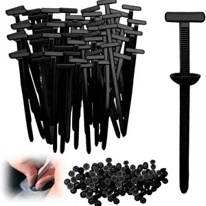 50pcs Heavy Duty Durable Nylon Zip Ties with Pin & Button, UV Resistant T-Style Cable Buckles for Automotive Repair, Bumper, Fender & Engine Cover Fasteners, Secure Fastening