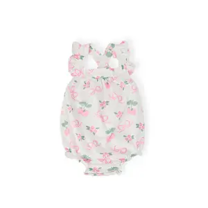 Berries & Bows Ruffle Cross Back Romper