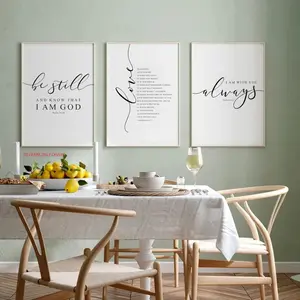 3pc/Bible Verse Wall Art Set Scripture Canvas Wall Hanging Christian-Themed Artwork Inspirational Art Bible Verse Poster Quote Prints Christian Painting Suitable for Living Room or Bedroom Frameless Set