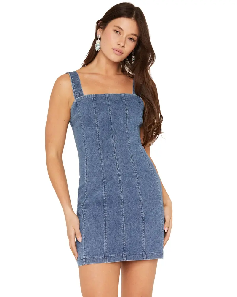white christmas dresses TUBE BELT LOOP DENIM DRESS – Arelia's Dream main image 1