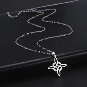 Square Hollow Magic Witch Knot Necklace Women Men Faith Celtic Knot Jewelry Party Anniversary Gift