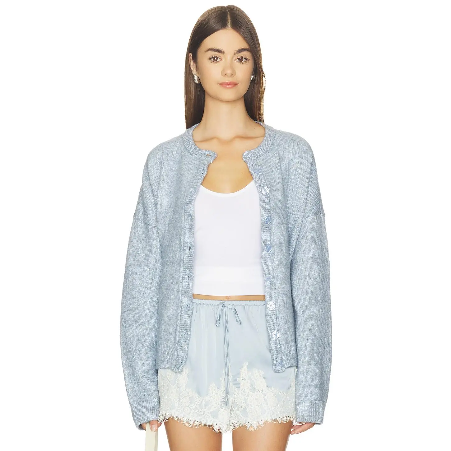 Show Me Your Mumu Foster Cardigan in Blue Knit