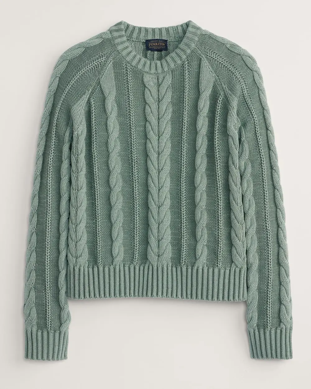 PENDLETON WOMEN'S COTTON CABLE SWEATER- SAGE