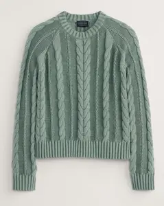 PENDLETON WOMEN'S COTTON CABLE SWEATER- SAGE