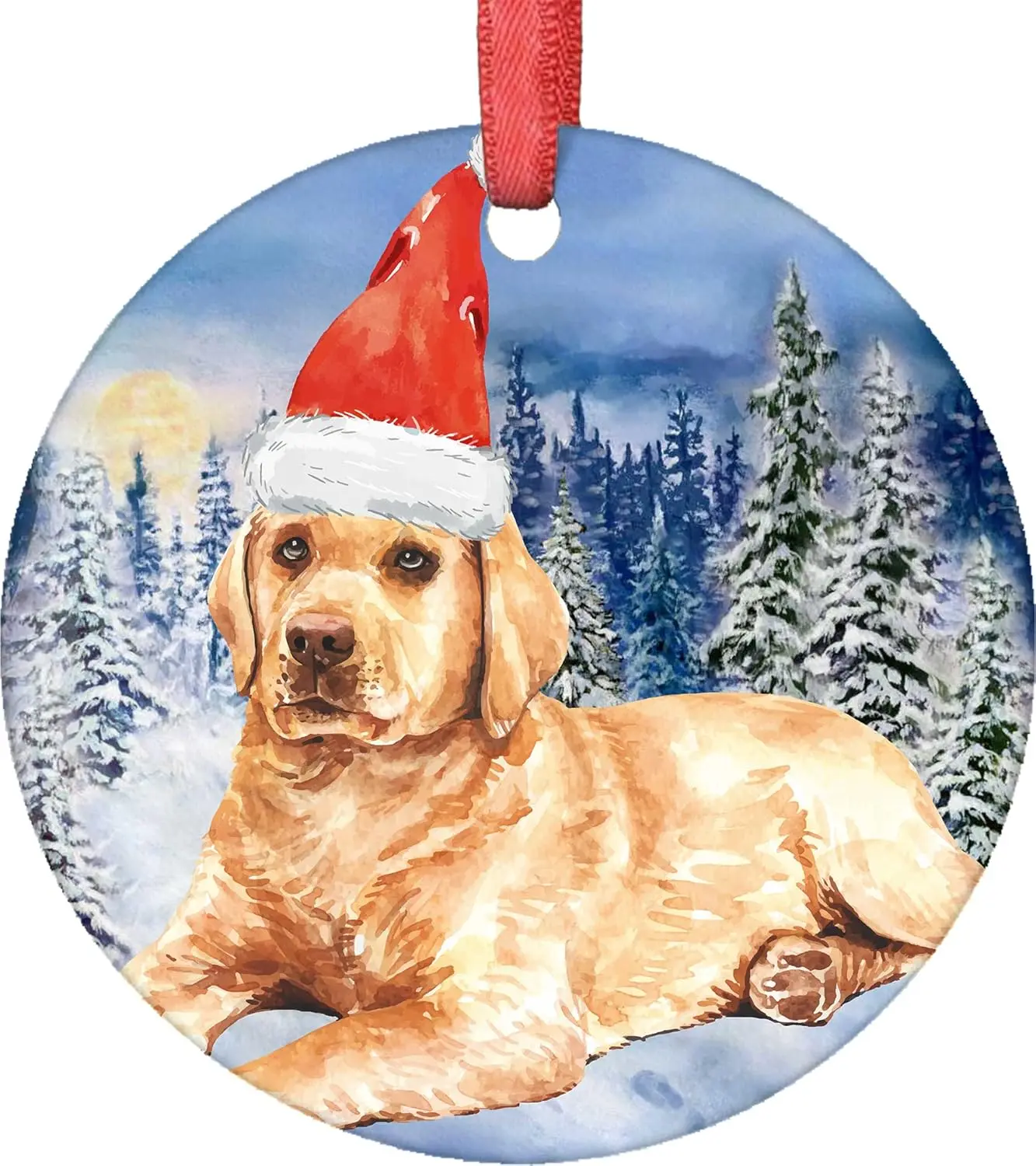 Dog Christmas Ornaments 2025 - Labrador Retriever Santa Hat Christmas Ornament - Labrador Retriever Puppy - Pet Christmas Tree Ornaments - Christmas Decorations - Holiday Pet Gifts - Ornament 3x3 inch
