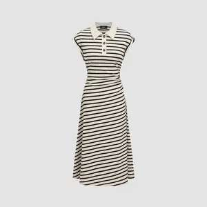 Cider Polo Neck Stripe Midi Dress