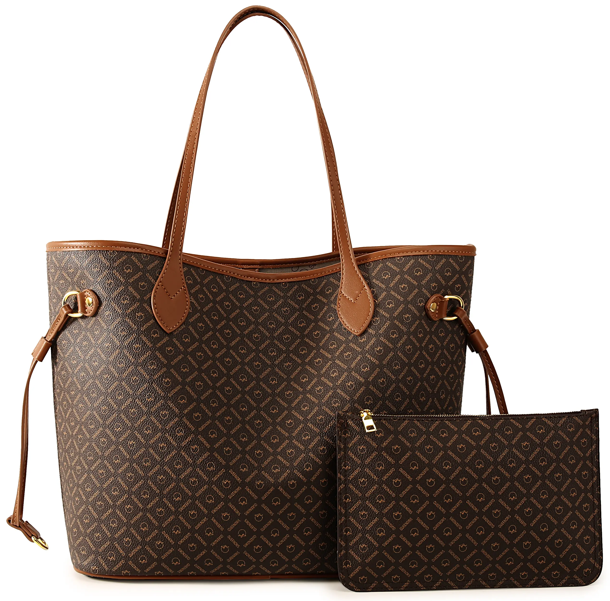 Queenoris Retro Tote Bag for Women, Top-handle Shoulder Handbag Large Capacity Designer Pureses brown chic plain fashion
