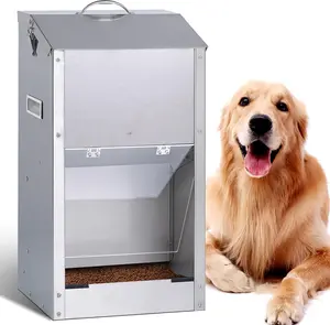 Automatic  Feeder Large Breed Outdoor Auto   Dispenser 25lbs Large Capacity Stainless Steel Gravity Pet Feeder Feeding Station Pet Dry  Dispenser (M)