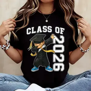 Graduation Season Class of 2026 Graphic TShirt Featuring Funny Dabbing Graduate Cartoon Unisex Casual Short Sleeve Crewneck Soft Cotton School Spirit Apparel Perfect Senior Grad Gift for Students Graduation Party Outfit