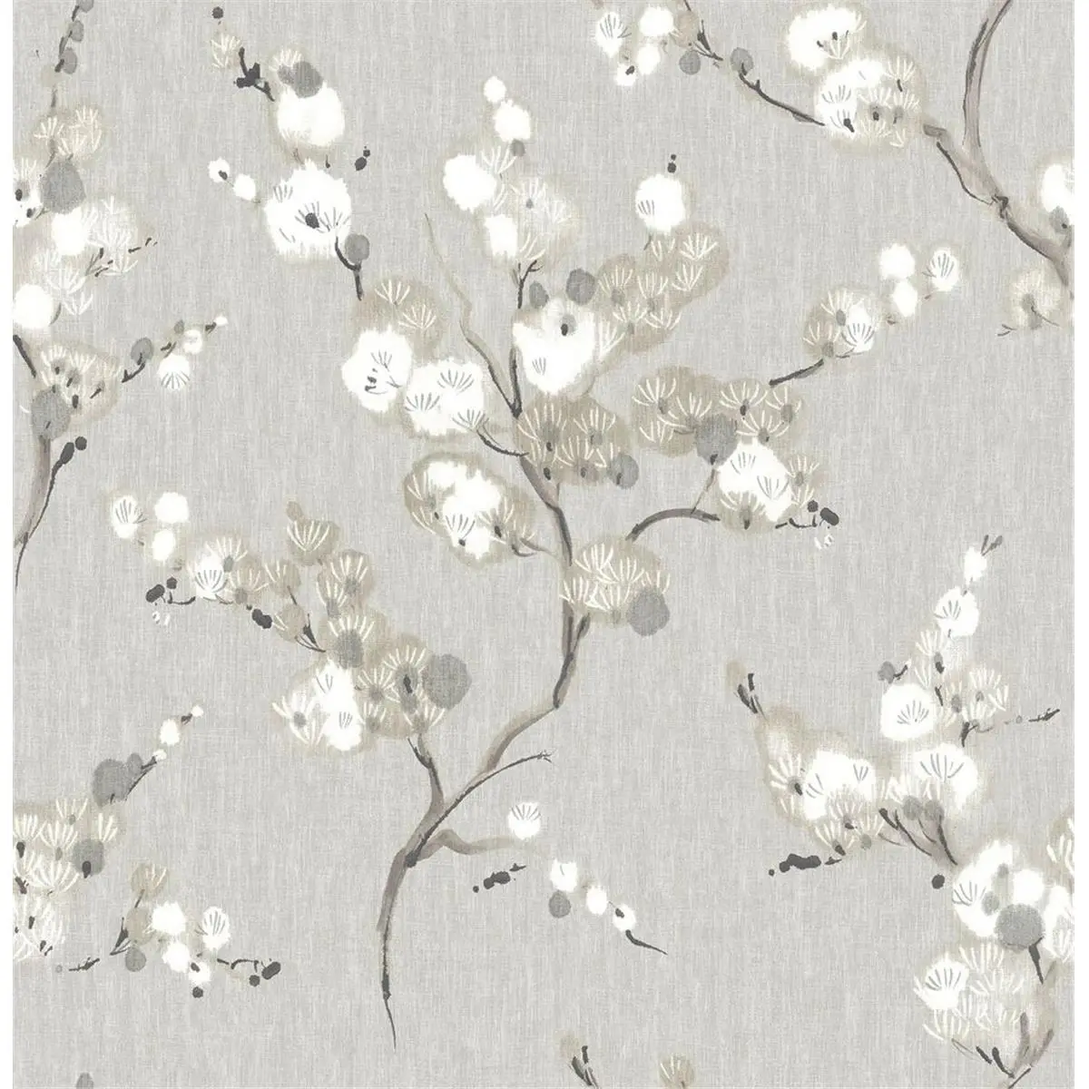 212 MAIN Mirei Hand-Painted Floral Peel & Stick Repositionable Vinyl Decorative Wallpaper for Adults, Grey Adhesive Invisible Easy-to-Apply Modern DIY Home Decor Supply, 20.5x18' Size Option