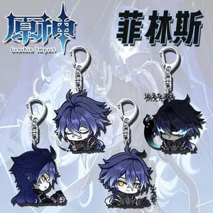 Game Genshin Impact Flins Cosplay Keychain Kawaii Acrylic Pendant Keyring Key Chain Bag Accessories Ornament Prop