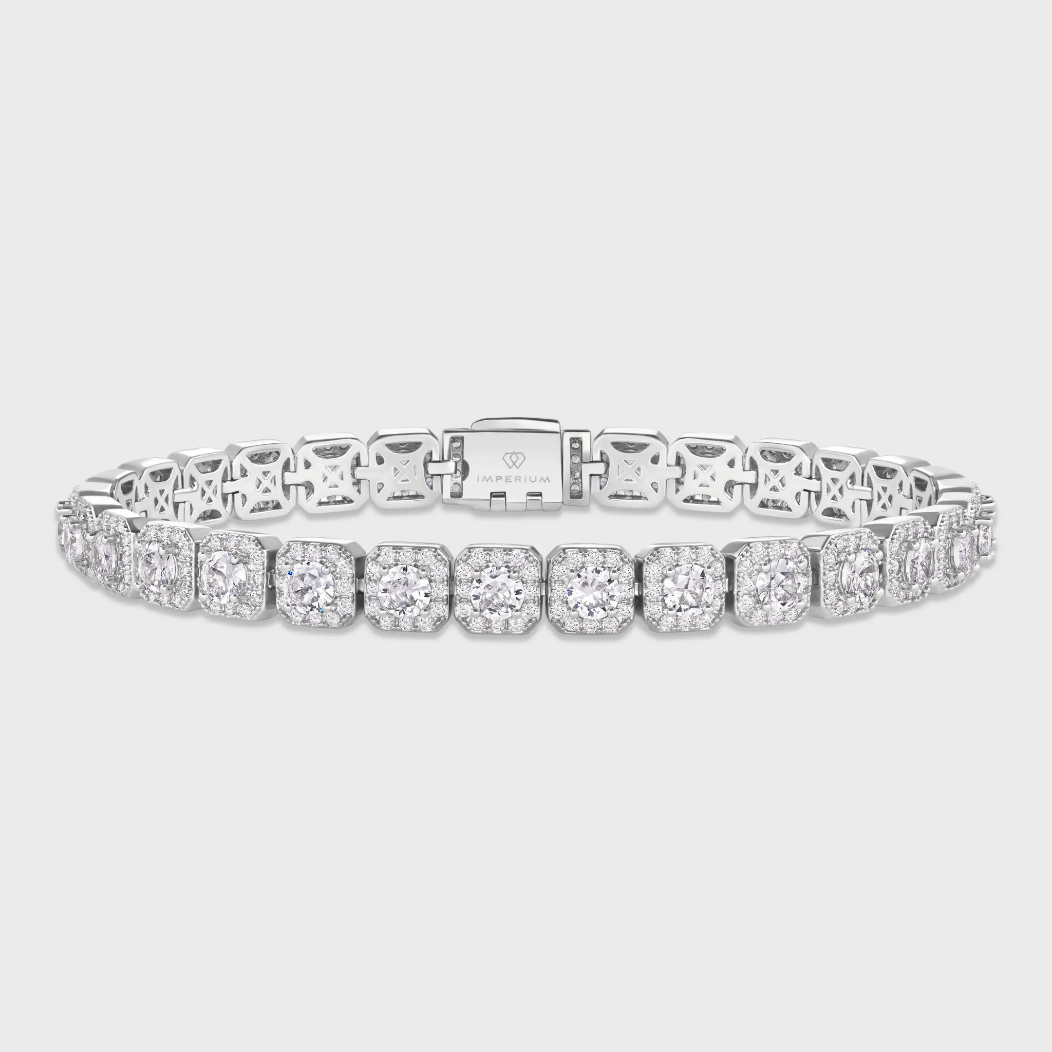 Silver-Tone Iced Tennis Bracelet, 8mm Clustered Chain Bangle with Hand-Set Stones for Men & Women's Fashion Jewelry, Tennis Chain Bracelets & Bangles