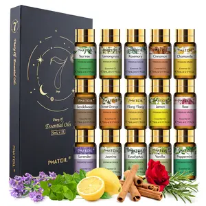 PHATOIL 15pcs Aromatherapy Essential Oil Set with Lavender Lemon Eucalyptus Vanilla for Home Fragrance Aroma Diffuser Air Freshener Perfume Candle Valentine's Day Gifts
