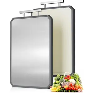 Stainless Steel Cutting Board,Double Sided Steel Bread Boards for kitchen,Stainless Steel/Wheat straw pp Large Board for meat,non toxic Chopping,16 * 11 Inch,Dishwasher Safe