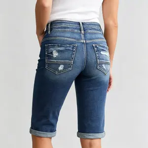 Women’s Casual Summer Ripped High Waisted Shorts Stretch Distressed Frayed Raw Hem Jean Shorts