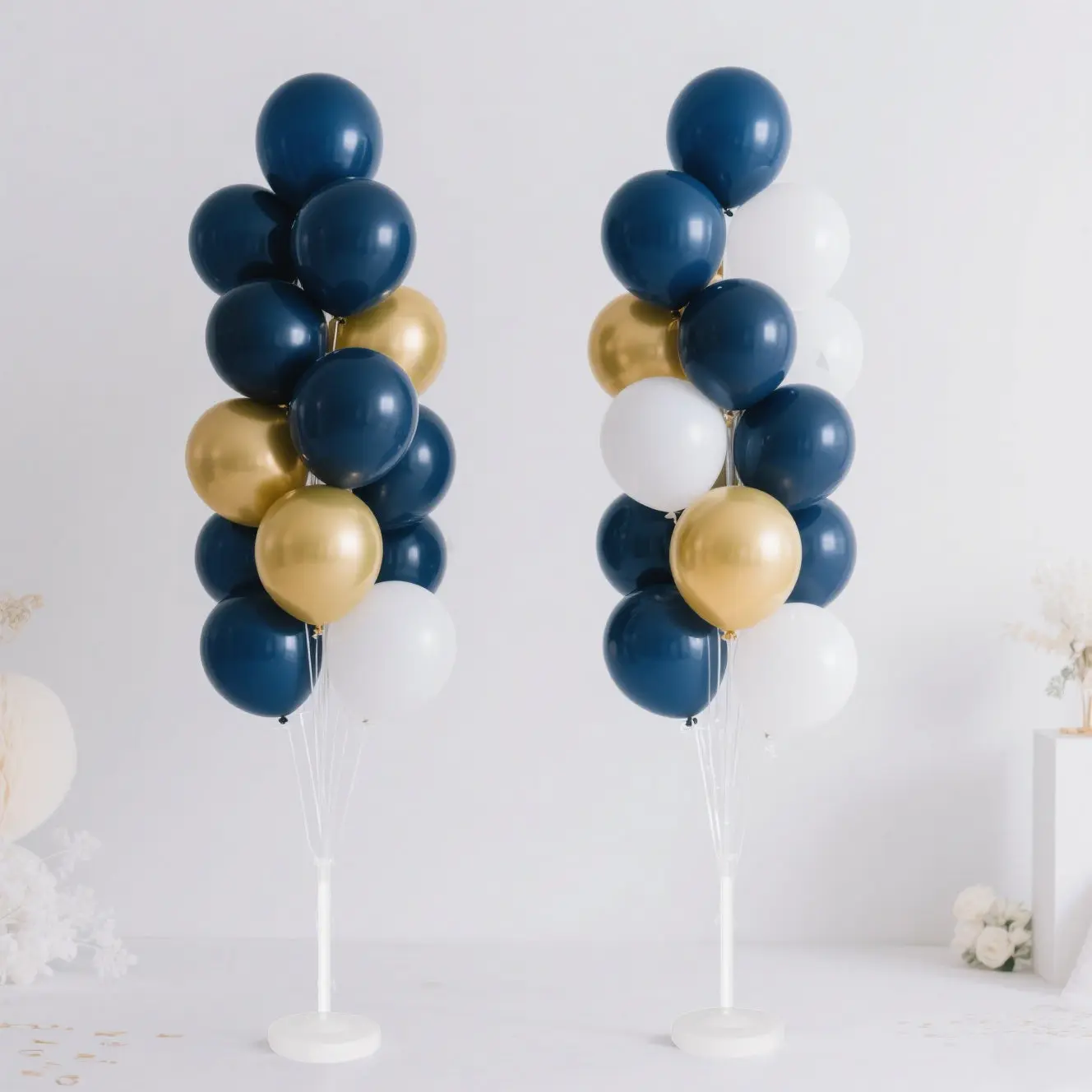 2 Pack Balloon Tower Kit for Floor Displays – 4.5ft Sturdy Clear Balloon Column Stand with Water-Fillable Base