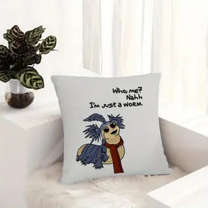 1PC Labyrinth Bug Decorative Pillowcase - Double-sided printing retro movie quote "Who, me? Nahh I'm just a worm", zipper closure, machine washable, suitable for living room, bedroom, sofa, party and festival decoration (Inner core not included)