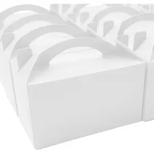 30-Pack Crisp White Gable  Boxes with Handles, 6" Pop-Up Party Favor  Boxes for Birthday, Wedding,  Shower,  Candy, Cookie, Goodie Bags for , Bachelorette Decor