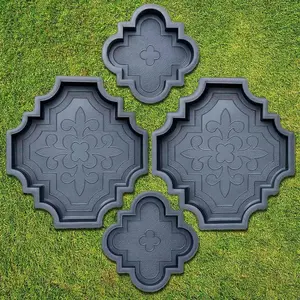 4 pcs Beautiful Plastic Form Concrete Cement Brick Molds for Path Construction
