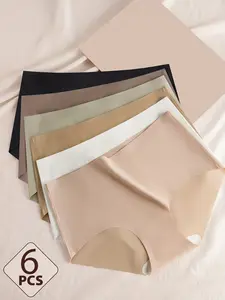 6Pcs Women's Cool-Feeling Underwear - Soft, Comfortable, Skin-Friendly, Healthy, Elegant, Seamless Underwear - Lifts the buttocks and tucks in the abdomen, suitable for daily leisure and sports wear