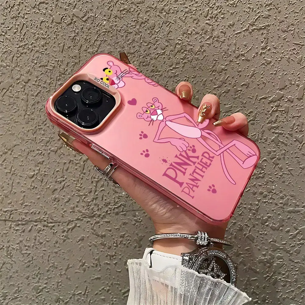 Cute Creative Pink Panther Phone Case Accessories for iPhone 16,15,14,13,12,11 Pro Max,X,XR,XS Max,8,7 Plus - Matte Anti-Drop Back Cover
