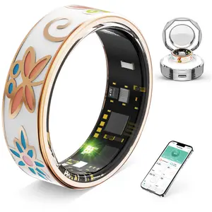 GOVILFOZ Flora Enamel Smart Ring | Lifestyle Tracker for Wellness & Daily Activities | US Sizes 7-10 | IP68 Waterproof | Elegant Floral Design