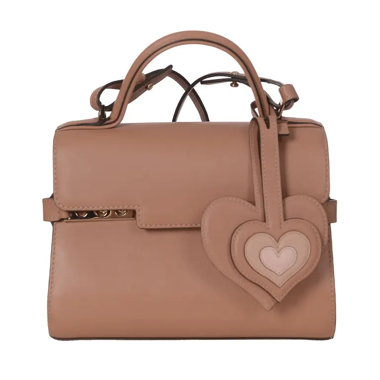 Pre-owned delvaux Calfskin Crossbody Bags Tempete PM Top Handle Beige CPU0727