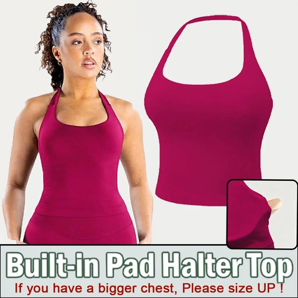 [SIZE UP 1-2] DEEFY Impact Halter Top Gymwear Workout Fitness Yoga Seamless Halter Tanks Sportswear Backless Sports Women Activewear Gym Outdoor Tank Tops Pilates Outfits Gymswear