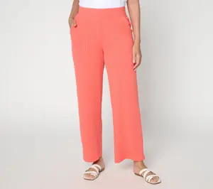 Denim & Co. Active Petite Textured Jacquard Wide Leg Ankle Pants