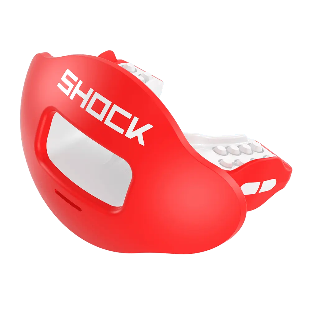 Shock Doctor Max AirFlow Football Mouthguard - Extra Large Breathing Channel for Enhanced Airflow & Comfort - Red Protective Gear