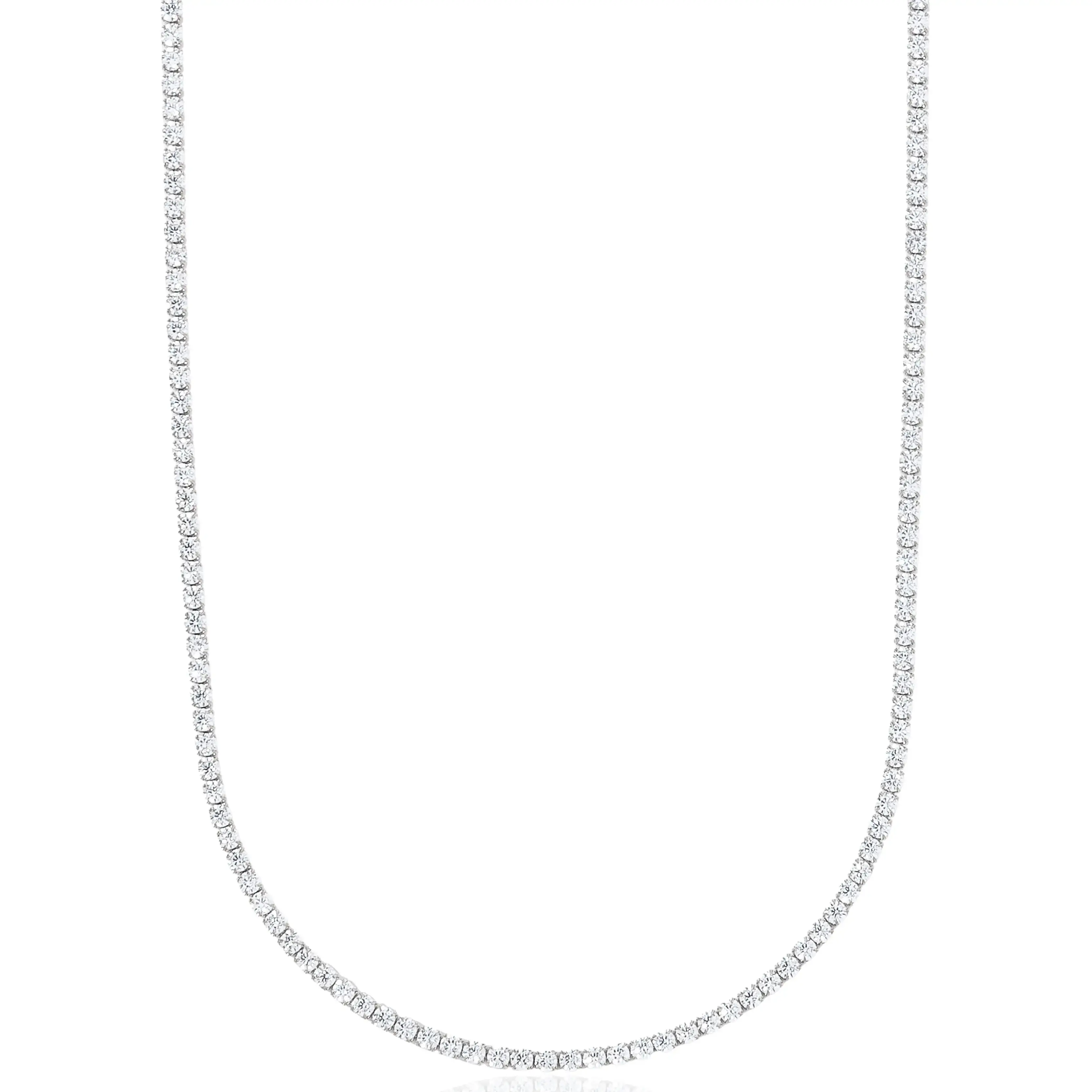 Simulated Diamond Tennis Necklace for Women, Classic 18"/20''/22" with Secure Box Clasp Safety Latch