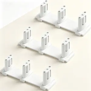 Sliding Closet Door Floor Roller Guides, 3-Pack Adjustable Width 3-Roller Design, Easy Install for Bypass Doors, White Sliding Door Track Rollers, Replacement Floor Guide for Closet Doors, Durable Smooth Operation