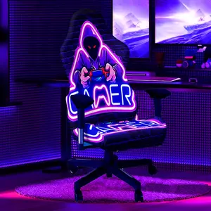 1Set E-sports Gamers Pattern UV Blacklight Reactive Glowing Computer Game Chair Cover, Milk Fiber Fabric With Elastic And Detachable Design That Is Machine Washable. Suitable For Office, Bedroom And Game Chair Decoration.