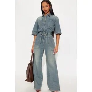 Diana Medium Washed Denim Jumpsuit - Medium Wash 1