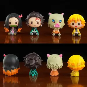 4Pcs/Set Demon Slayer Kamado Tanjirou Nezuko Agatsuma Zenitsu Action Figure Cute Anime Model PVC Statue Collectible Toys Gifts