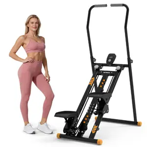 HOTWAVE Stair Stepper with Handlebar for Home Gym, 350LBS Capacity Folding Vertical Climber Exercise Machine, Ultra-Quiet 6-Level Resistance Stairmaster for Full-Body Workout SummerWins