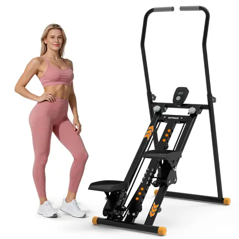 HOTWAVE Stair Stepper Machine, Foldable Stair Climber with 9 Resistance Levels, Adjustable Height Handlebar, Multi-Angle Arm Support, 350 LBS Capacity, Home Workout Equipment,Back To School
