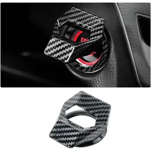 Engine Start/Stop Button Cover, Carbon Fiber Zinc Alloy Car Power Control Trim, Push to Start Button Key Ignition Protective Cover, Universal for Civic CRV XRV Challenger Charger CHR (Carbon Fiber)
