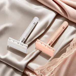 Rose Gold Men's Safety Razor Set-Gift Ready with Handle,Blades & Stand MensGroomingGift Stainless Steel Professional Barber Razor easy replacement straight anti-slip design manual shaving edge Folding Dermaplane Facial Razor metal Reusable Sleek kit