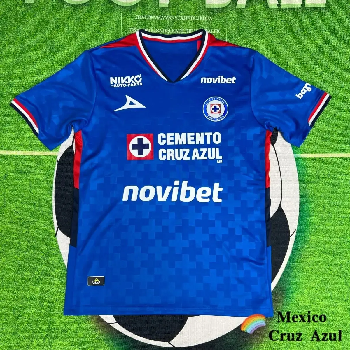 2024 2025 Cruz Azul Soccer Jersey, Retro Light Grey Checkered Short Sleeve Football Shirt
