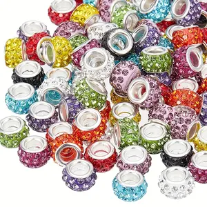 61 PCS Mixed-color Soft Clay Beads (with watercolor sheen and large holes) are suitable for European pendant chains, bracelets, earrings, fairy wands, garden pearl lamps and other DIY projects as well as craft jewelry products.