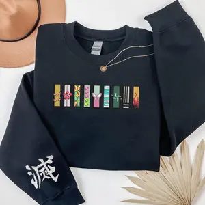 Demon Slayer Embroidered Sweatshirt, Anime Shirt, KNY Fans Gift, Anime Lover