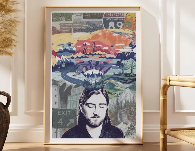 Noah Kahan Stick Season Collage Poster, Colorful Vermont Folk Fan Art, Bedroom Music Decor, Wall Print [UNFRAMED]
