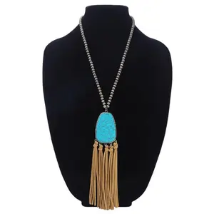 Ball Bead Necklace with Pendant & Accent Tassel