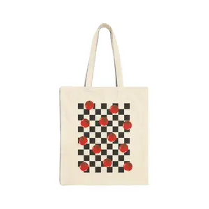 Tomato Checkers Tote Bag, Reusable Shopping Bag, Eco-Friendly, Market Tote, Groceries, Fashion Accessory