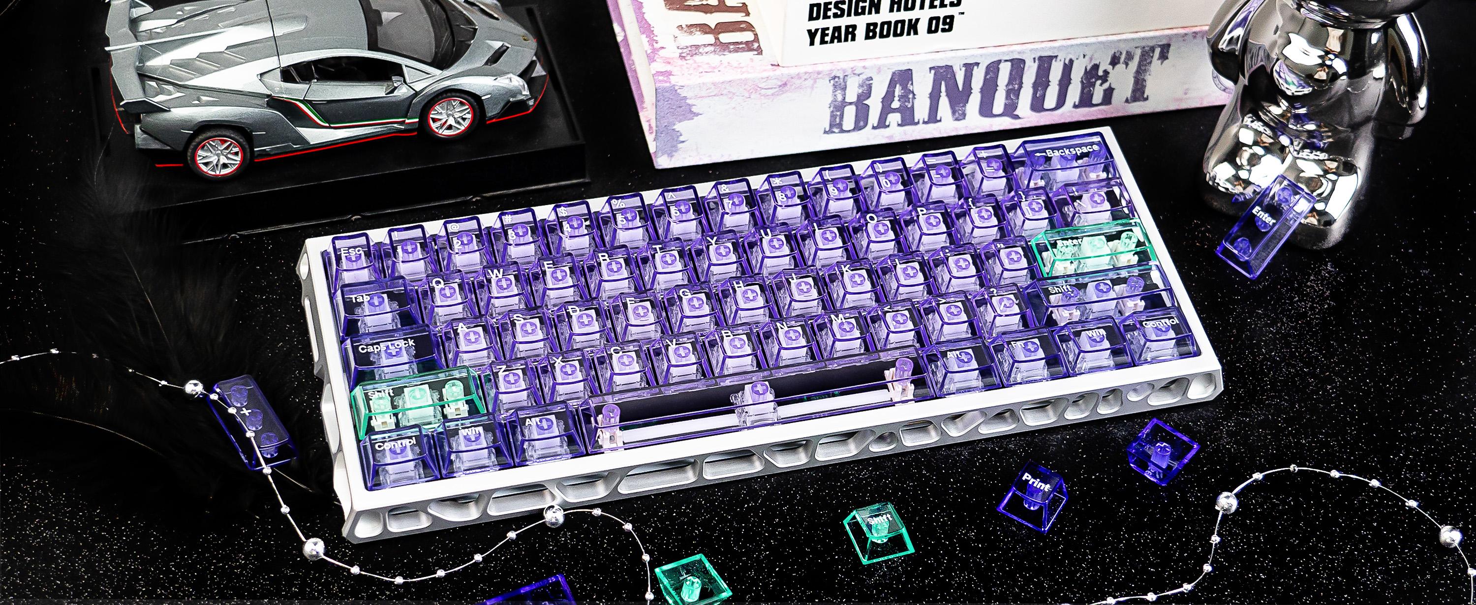 157 Keys Custom Pink Clear Transapent Keycaps PC Material UV Tranfer Purple Clear Keycaps Set Fit for 61/64/87/104/108 Mechanical membrane Keyboard Cherry Mx Switches outdoorfun