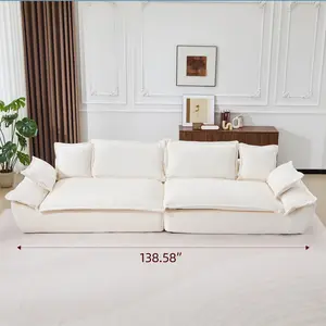 QAK 138" Oversized Modular Cloud Giant Sofa Sectional Couch with Deep Seats Wide Armrests Multiple Pillows Boneless Couches Sofas Loveseat for Living Room Bedroom Apartment Soft Plush