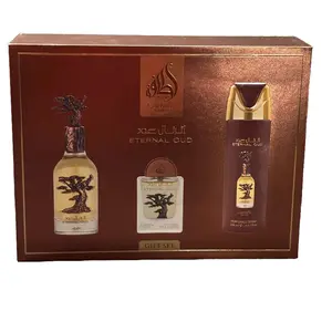 Lattafa ETERNAL OUD EDP 100ml + EDP 20ml + Perfume Spray 200ml Gift Set for Everyday Use and Extended Wear